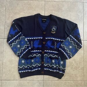 Harry Potter Raven Claw Cardigan Women Sz Small Wizarding World Blue Fair Aisle
